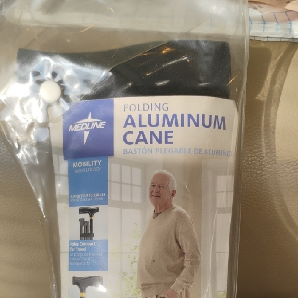 Medline Folding Aluminum Cane - Black